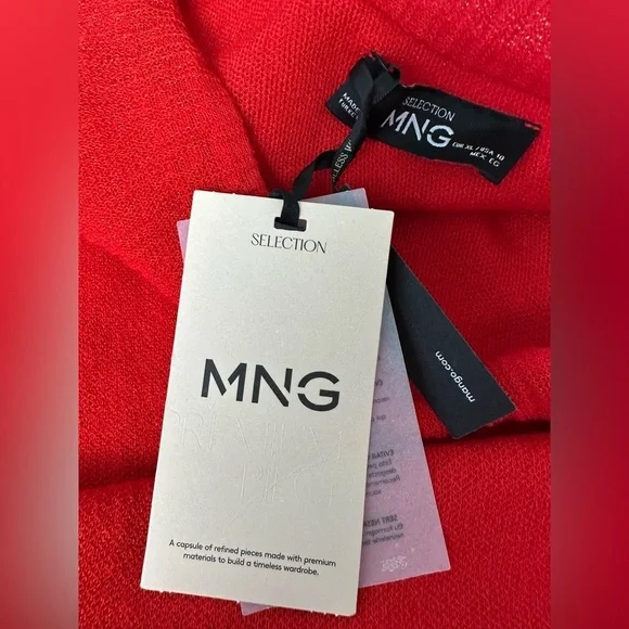 Mango Women’s Red One-Shoulder Asymmetric Ruffled Dress Size 10 - Picture 15 of 15